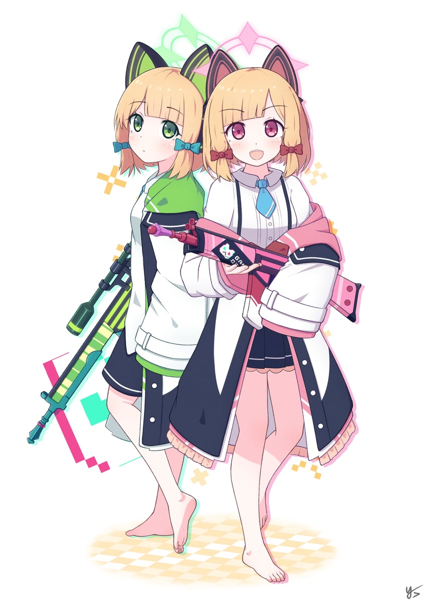 momoi and midori (blue archive) drawn by yashi_(hayashiki0404)