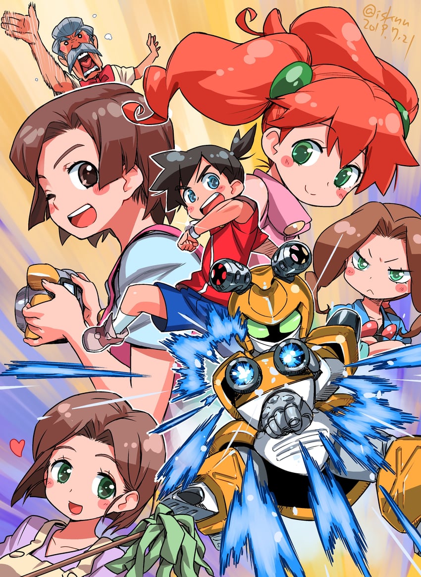 metabee, tenryou ikki, junmai karin, amazake arika, kikuhime, and 2 more (medarot and 1 more) drawn by isedaichi_ken