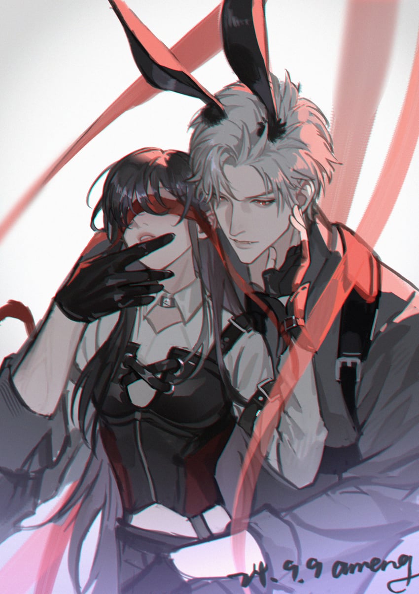 protagonist and sylus (love and deepspace) drawn by ameng