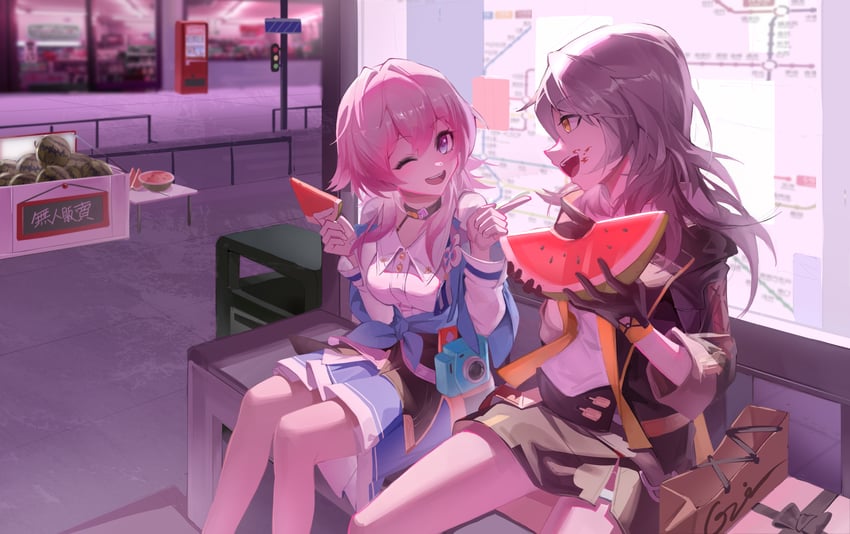 trailblazer, stelle, and march 7th (honkai and 1 more) drawn by pixiv_30474331