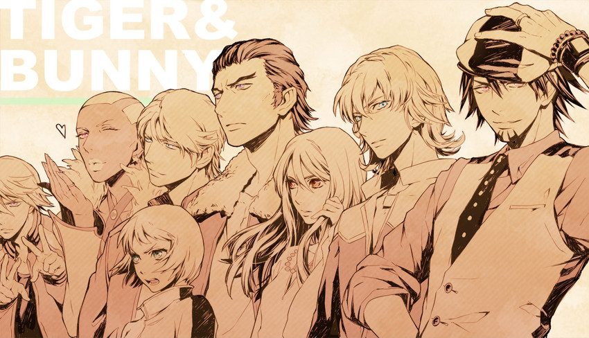 barnaby brooks jr., kaburagi t. kotetsu, ivan karelin, huang pao-lin, karina lyle, and 3 more (tiger & bunny) drawn by troche