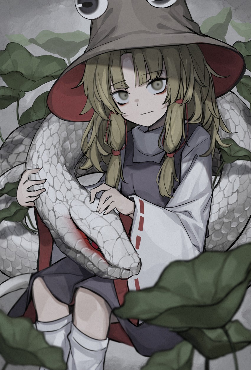 moriya suwako and mishaguji (touhou) drawn by hisha_(kan_moko)