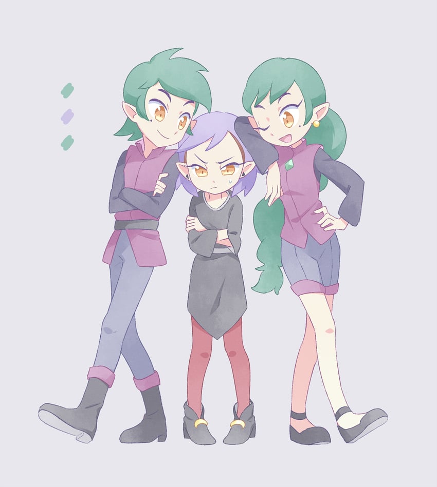 amity blight, edric blight, and emira blight (the owl house) drawn by akasaka_(qv92612)
