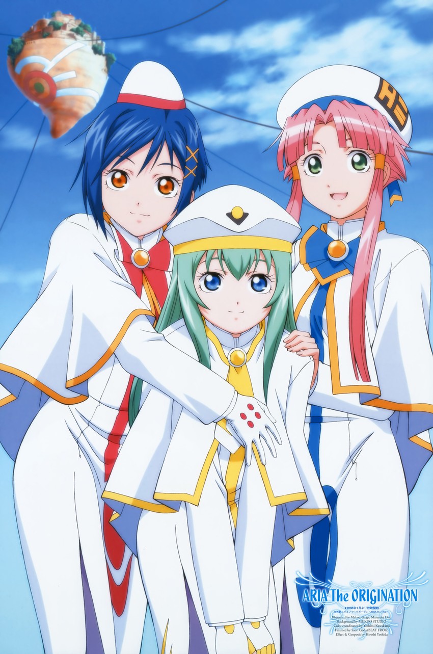 mizunashi akari, alice carroll, and aika granzchesta (aria and 1 more) drawn by koga_makoto
