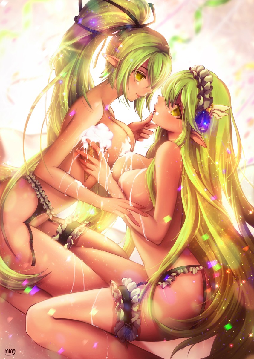 rena erindel, grand archer, and wind sneaker (elsword) drawn by ming_(wldi0132)