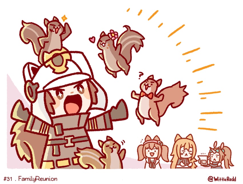 angelina, ceobe, shaw, and bubble (arknights) drawn by wittle_red