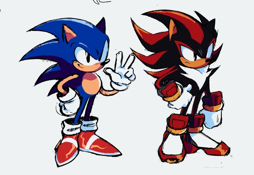 sonic the hedgehog, shadow the hedgehog, and classic sonic (sonic and 1 more) drawn by marcy_bun627