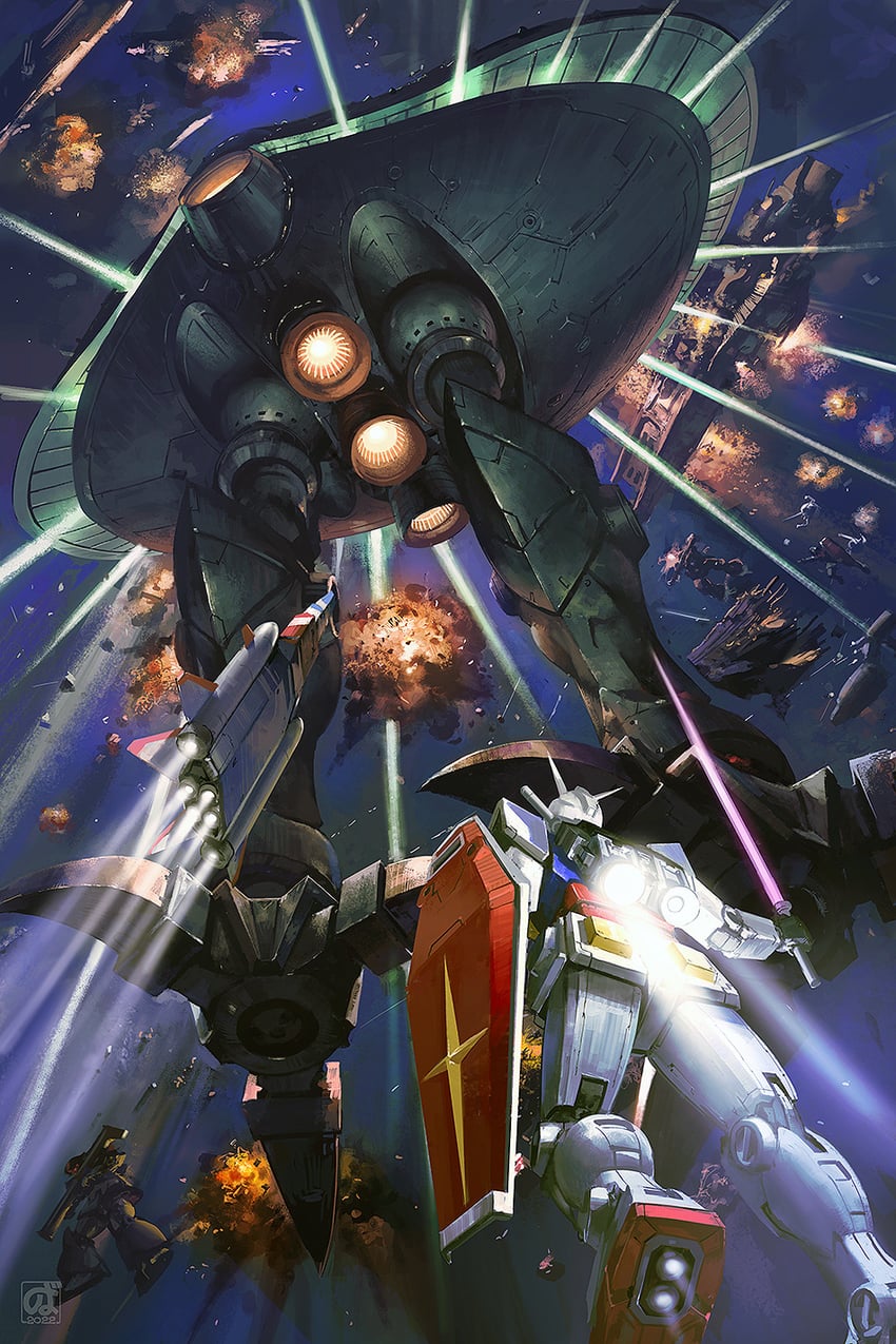 rx-78-2 gundam, zaku ii, core fighter, big zam, rick dom, and 3 more (gundam and 2 more)
