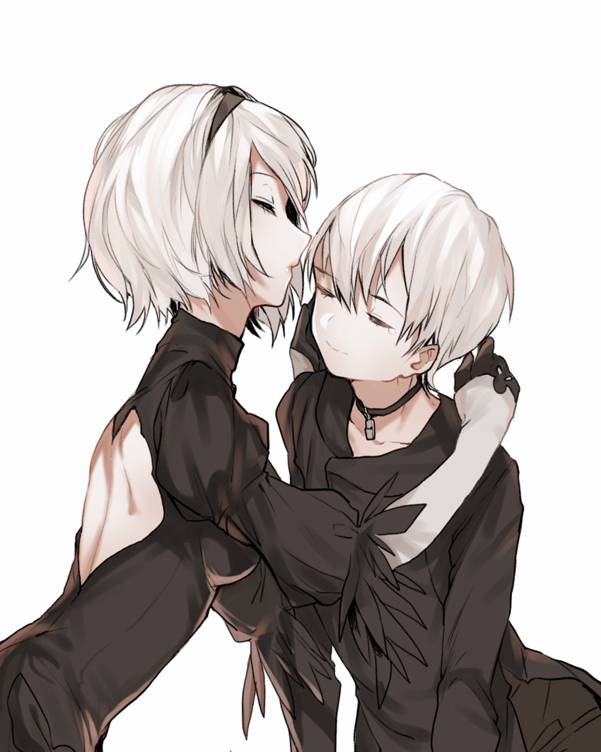 2b and 9s (nier and 1 more) drawn by haiiro_(frabilovelove)