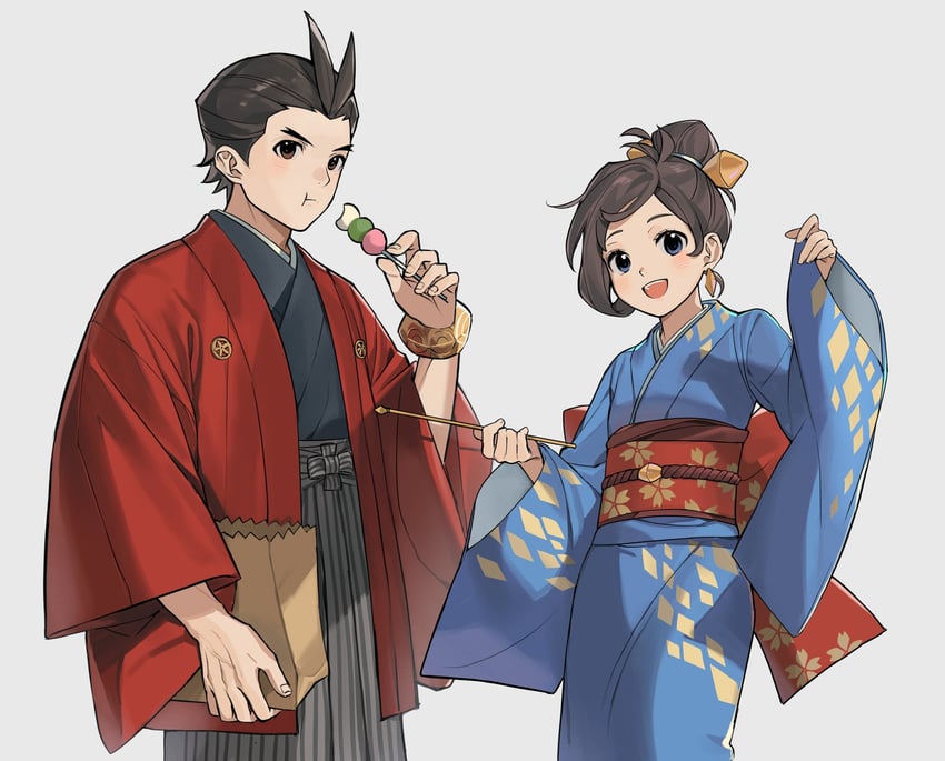 apollo justice and trucy wright (ace attorney) drawn by ketaku0404