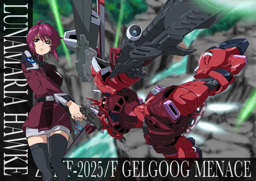 lunamaria hawke and gelgoog menace (gundam and 2 more) drawn by shibukawa_daisuke