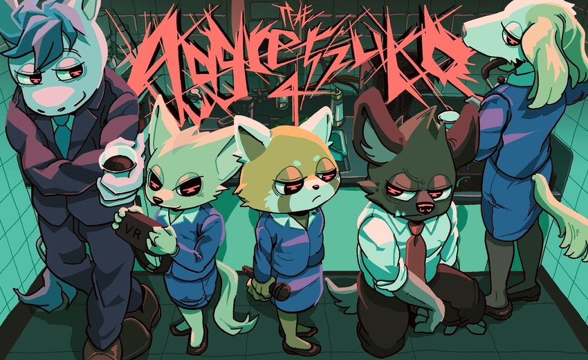 retsuko, haida, fenneko, inui, and tadano (aggressive retsuko) drawn by vetiver