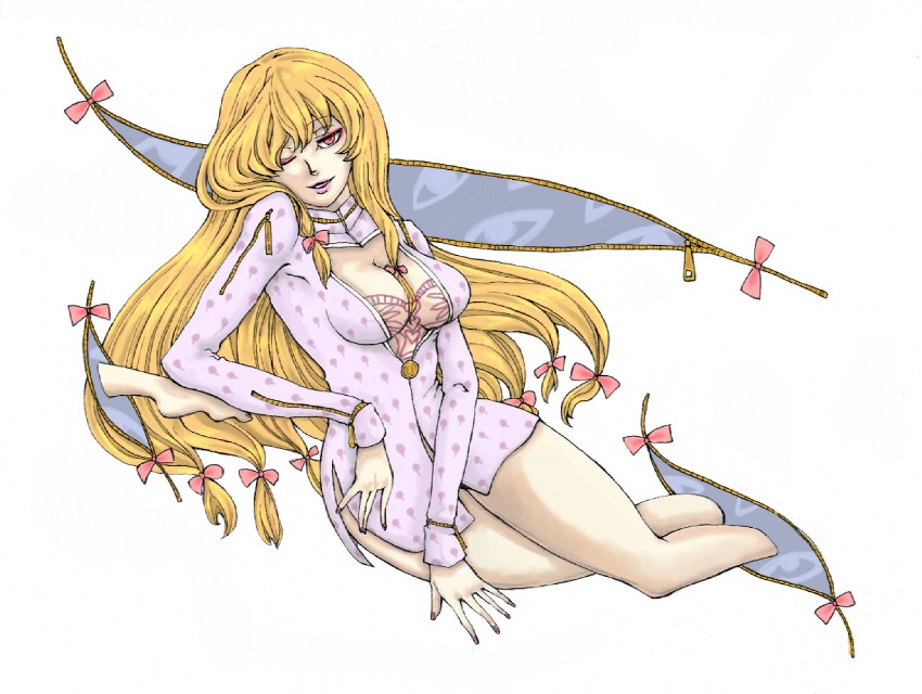 yakumo yukari and bruno bucciarati (touhou and 2 more) drawn by hasebe_(model21)