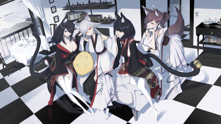 manjuu, yamashiro, fusou, hyuuga, and ise (azur lane) drawn by satsukitou