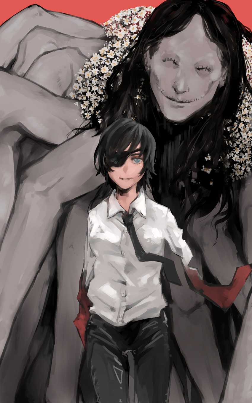 himeno and ghost devil (chainsaw man) drawn by nakano_(2_mannaka)