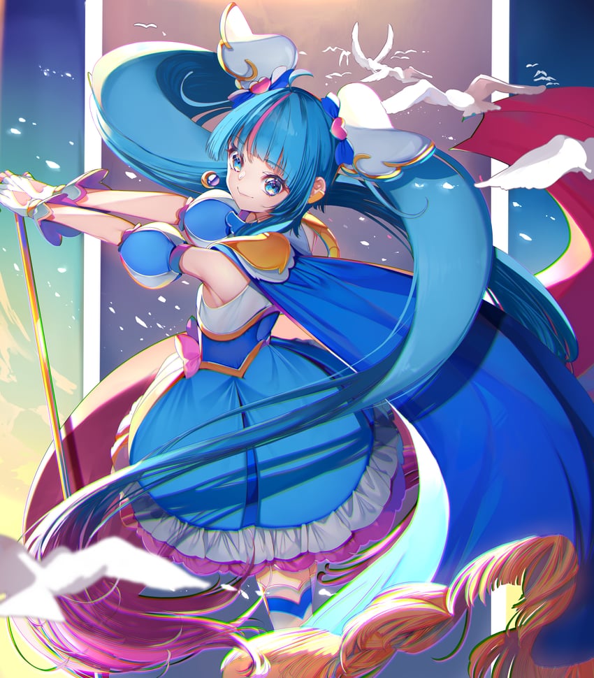 sora harewataru and cure sky (precure and 1 more) drawn by yuutarou_(fukiiincho)