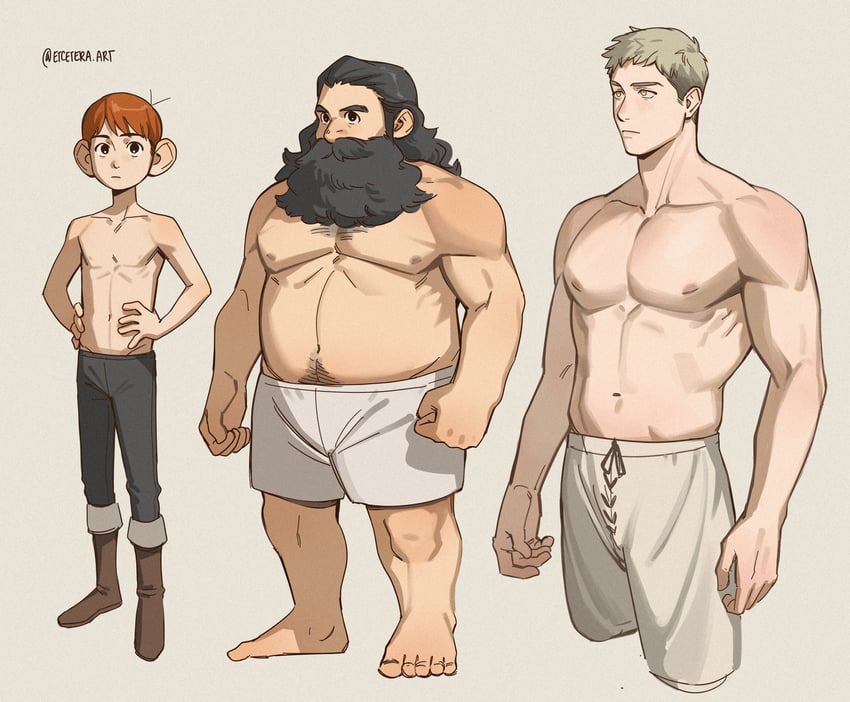 laios touden, senshi, and chilchuck tims (dungeon meshi) drawn by etceteraart