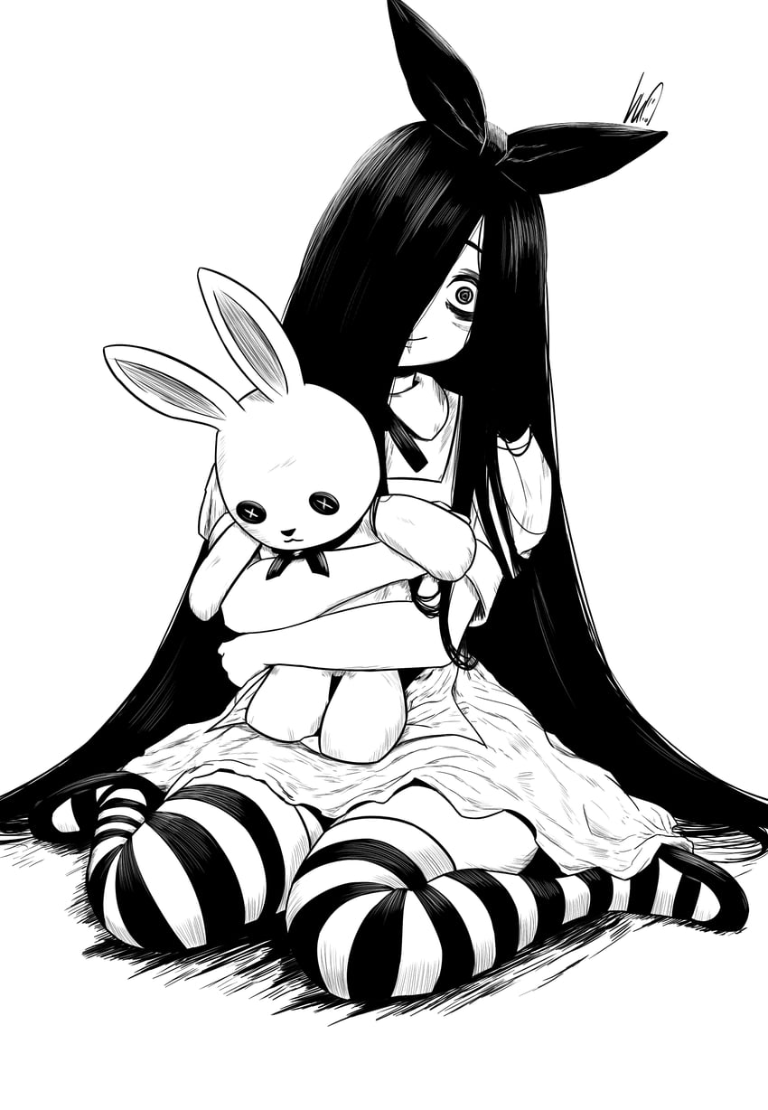 alice and yamamura sadako (alice's adventures in wonderland and 1 more) drawn by lughost