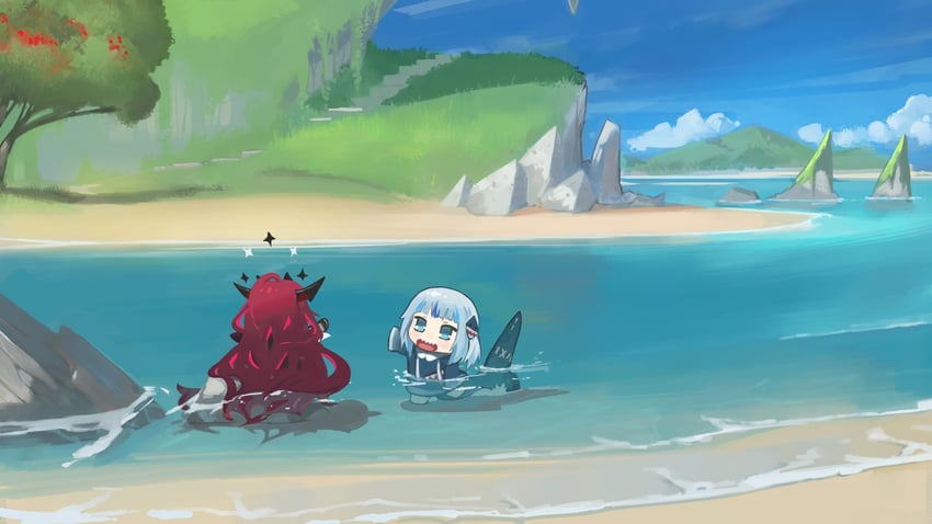 gawr gura and irys (hololive and 1 more) drawn by paintrfiend