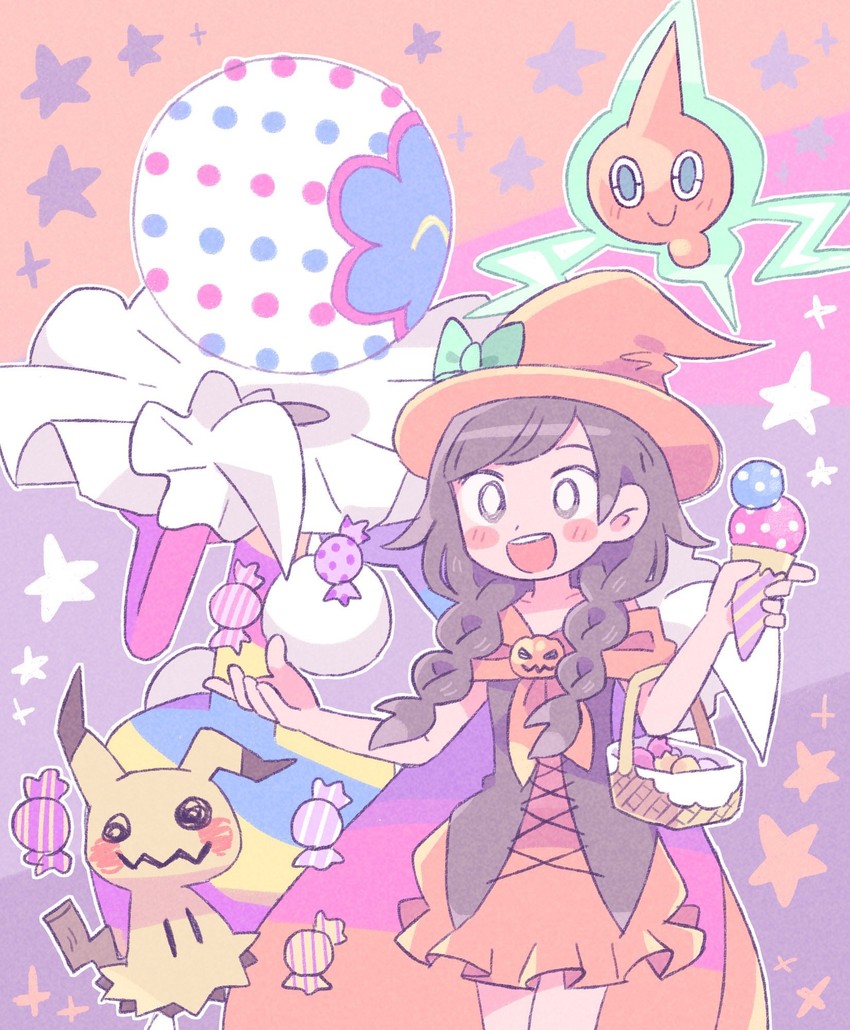 selene, rotom, mimikyu, and blacephalon (pokemon and 1 more) drawn by remoooon