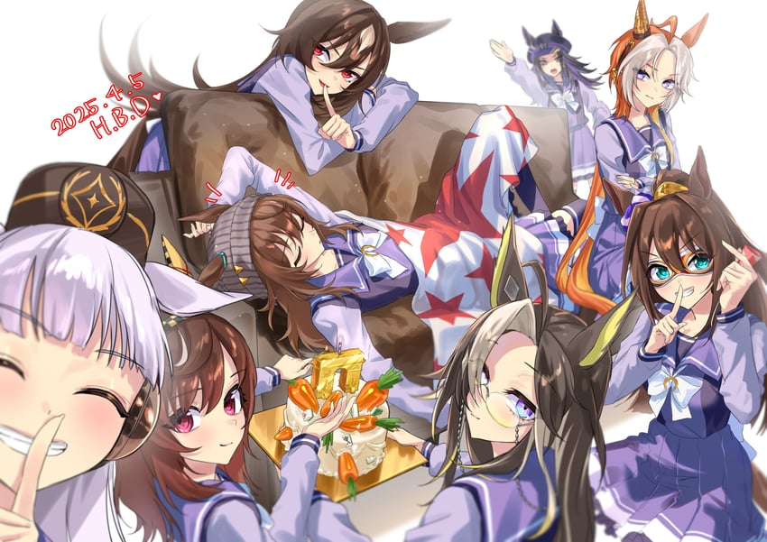 gold ship, sirius symboli, nakayama festa, el condor pasa, orfevre, and 3 more (umamusume) drawn by gul_(parfaitgul)