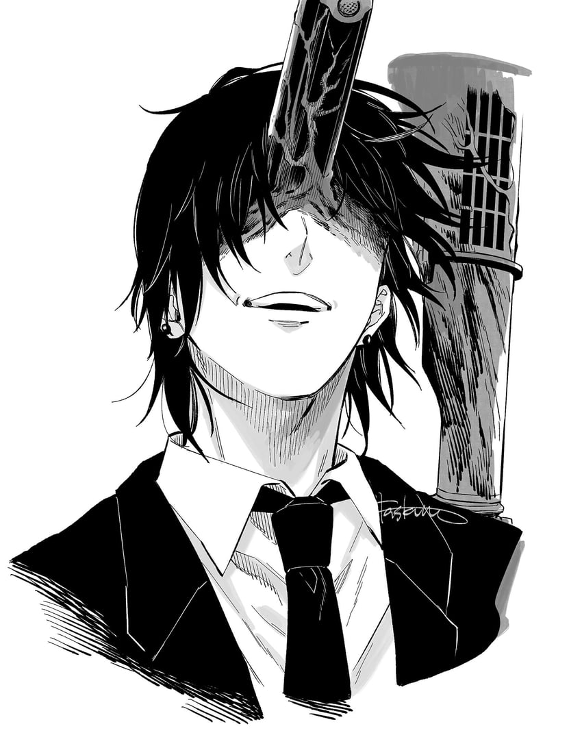hayakawa aki and gun fiend (chainsaw man) drawn by tsuke_(task)
