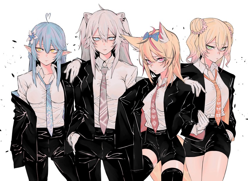 yukihana lamy, shishiro botan, omaru polka, and momosuzu nene (hololive) drawn by kakult2017