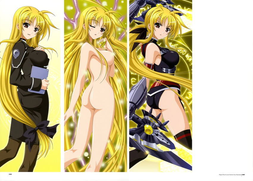 fate testarossa and bardiche (lyrical nanoha and 1 more) drawn by higa_yukari