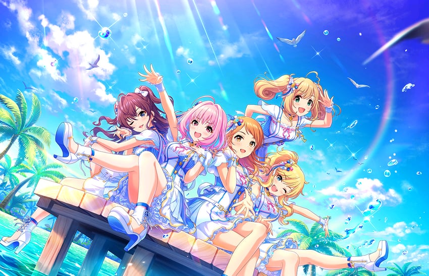 yumemi riamu, ichinose shiki, ohtsuki yui, hojo karen, and sato shin (idolmaster and 2 more)
