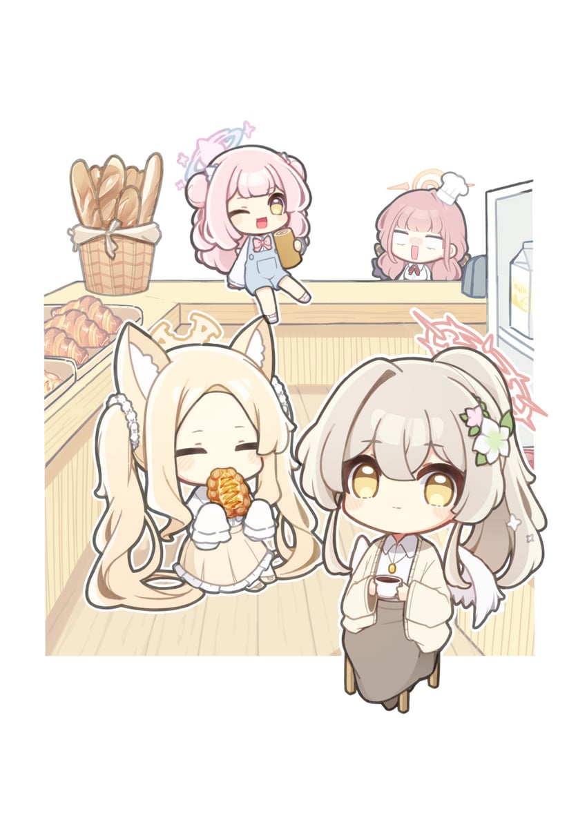 mika, aru, seia, and nagisa (blue archive) drawn by banana_(banana_draw)