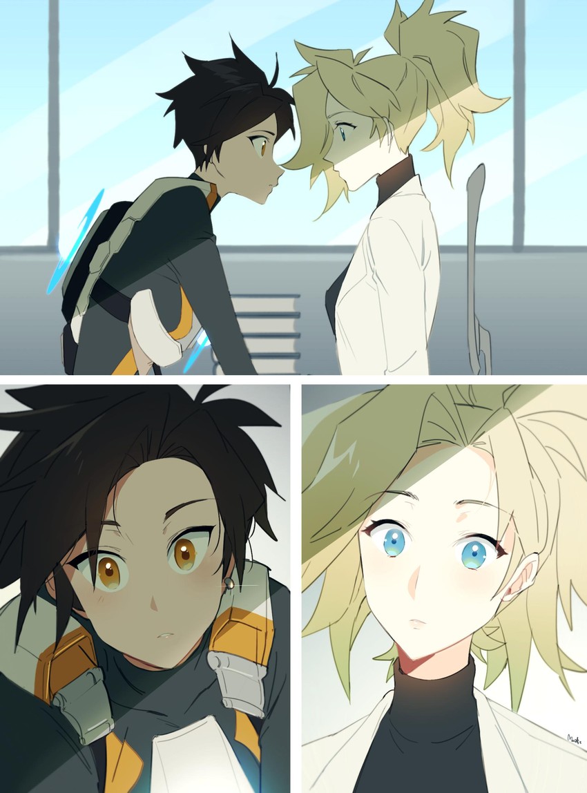 mercy and tracer (overwatch and 1 more) drawn by maro_(lij512)