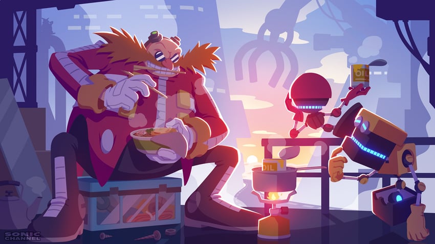 dr. eggman, big the cat, orbot, and cubot (sonic) drawn by karasuno_yui
