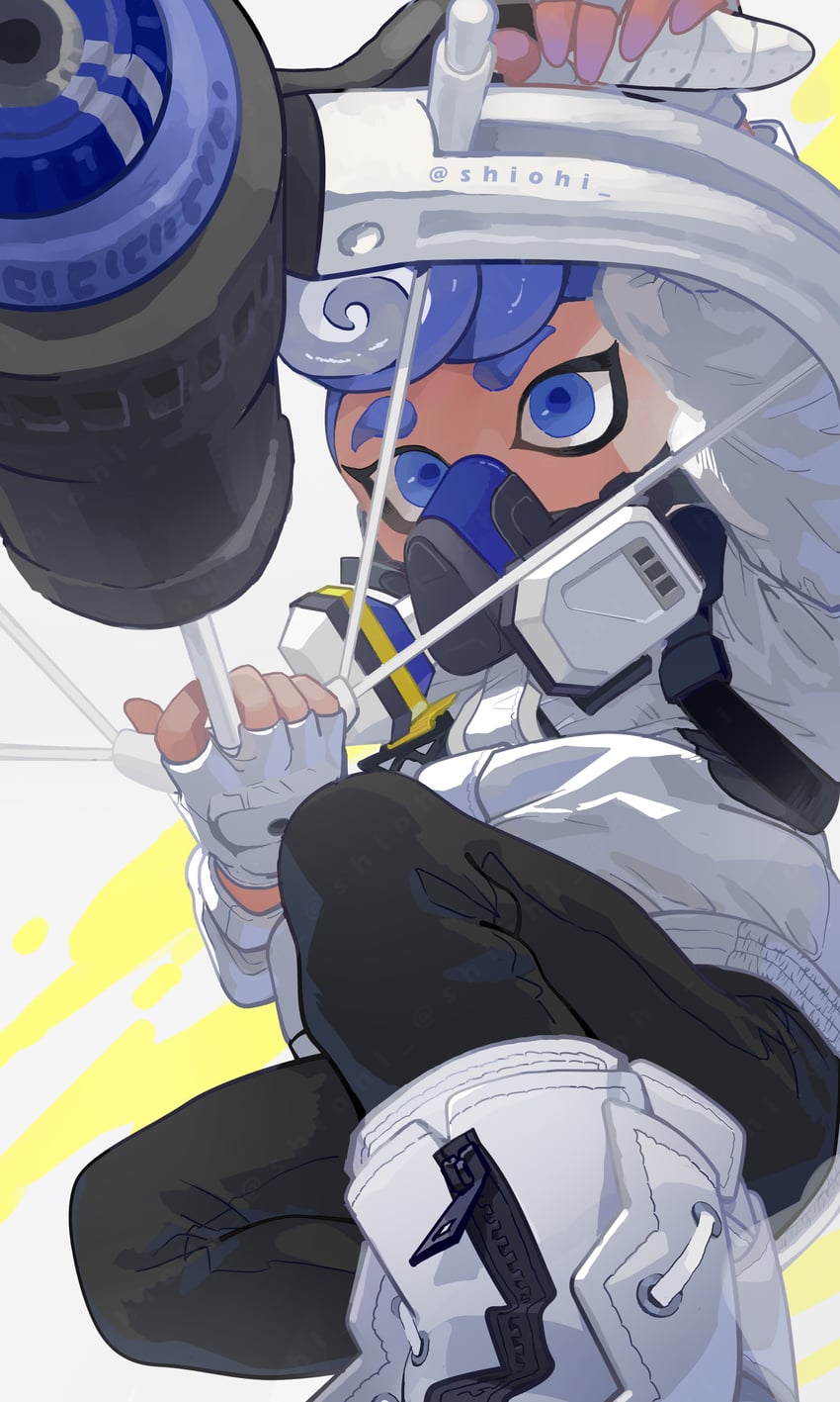 octoling player character and octoling girl (splatoon and 1 more) drawn by shiohi