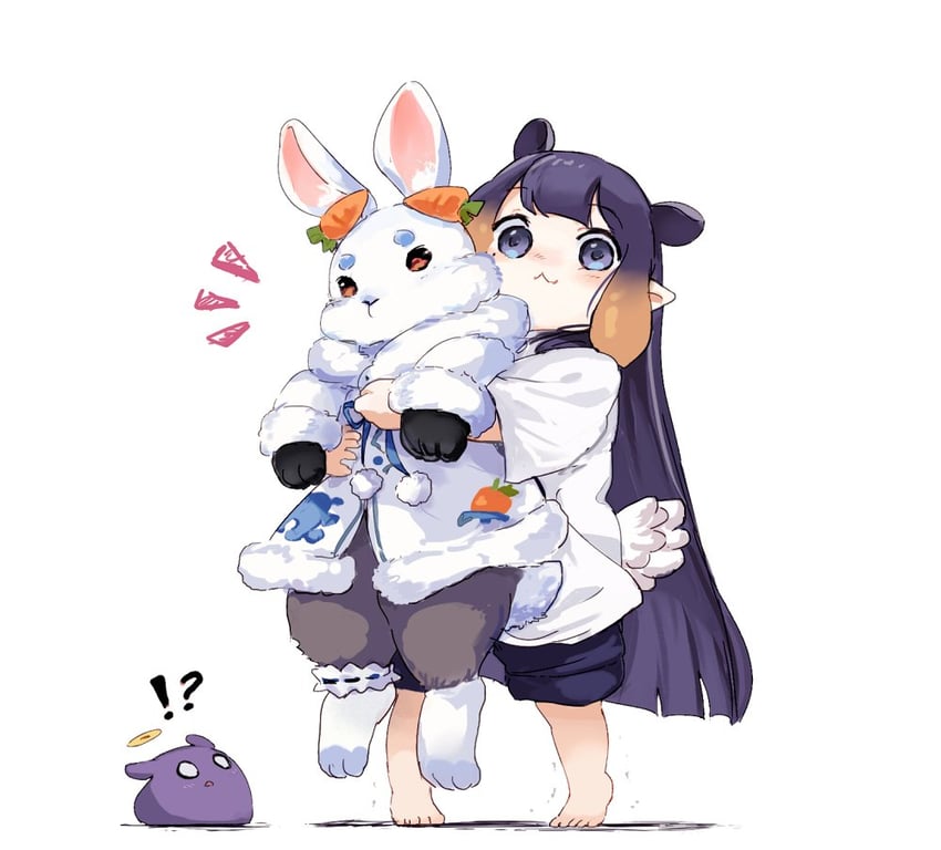 usada pekora, ninomae ina'nis, and takodachi (hololive and 1 more) drawn by yuuyu_(777)