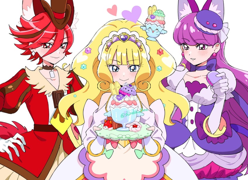 kotozume yukari, kasai amane, kenjou akira, cure macaron, cure chocolat, and 3 more (precure and 2 more) drawn by shirako_love