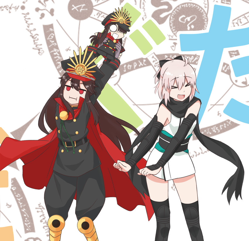 okita souji, oda nobunaga, and mini nobu (fate and 2 more) drawn by zilaishui