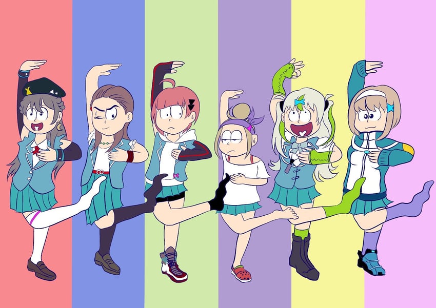 ooshima isuzu, ooshima ichiko, ooshima muua, ooshima yotsuha, ooshima niina, and 1 more (osomatsu and 2 more) drawn by tomoki08368645