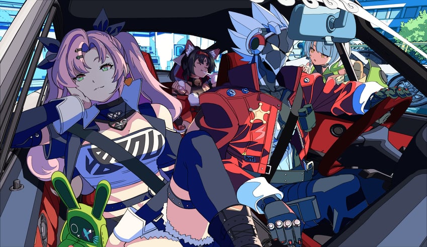 nicole demara, anby demara, amillion, nekomiya mana, and billy kid (zenless zone zero) drawn by edoya_inuhachi