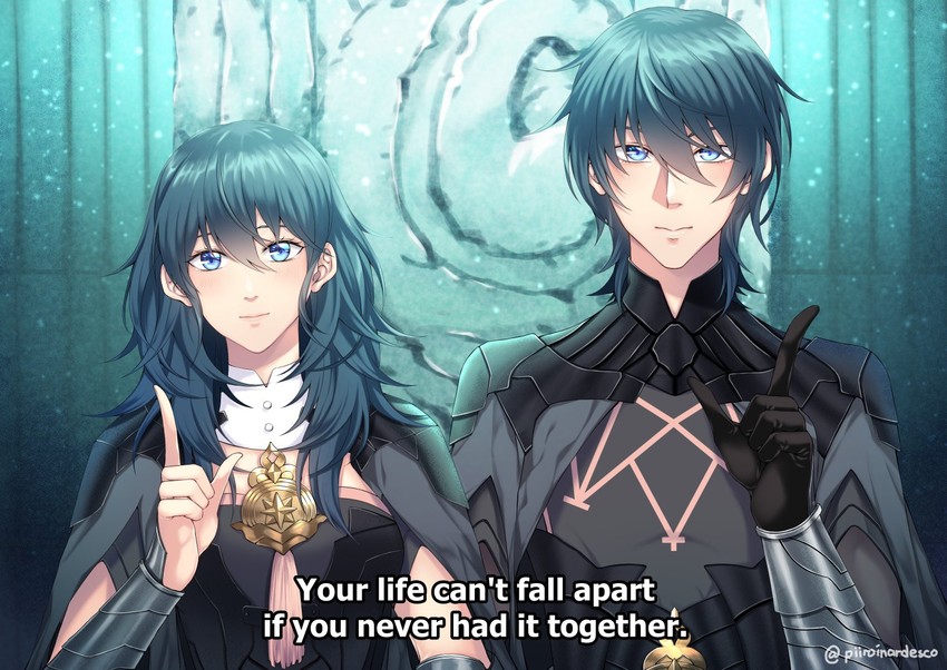 female byleth and male byleth (fire emblem and 1 more) drawn by sieka_(piiroinardesco)