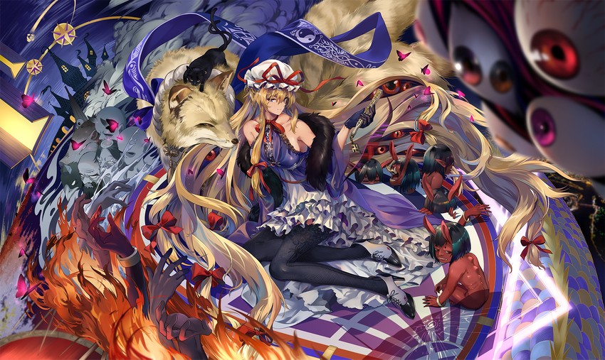 yakumo yukari, yakumo ran, and chen (touhou) drawn by neko_(yanshoujie)