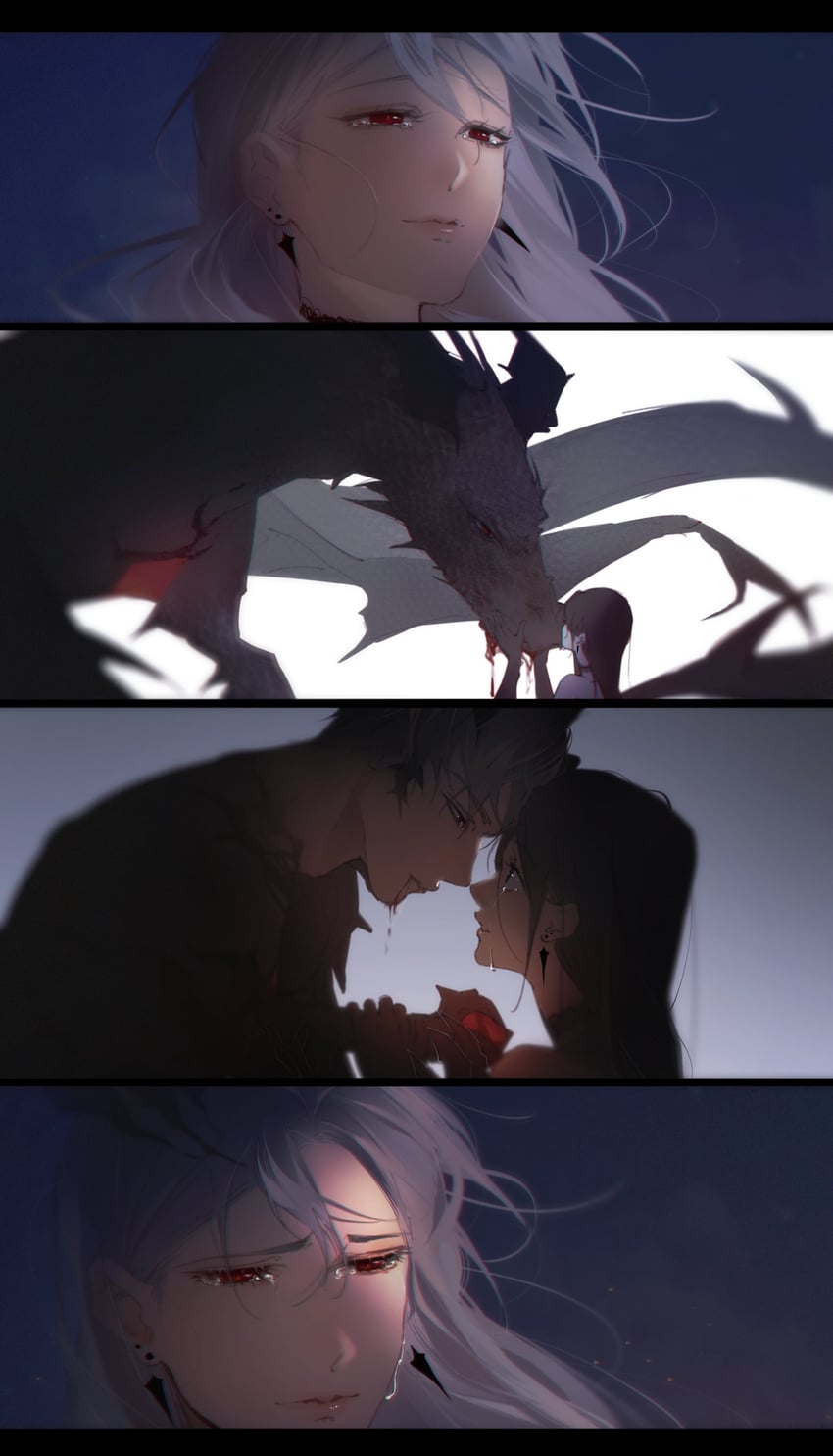 protagonist and sylus (love and deepspace) drawn by ng_ai0