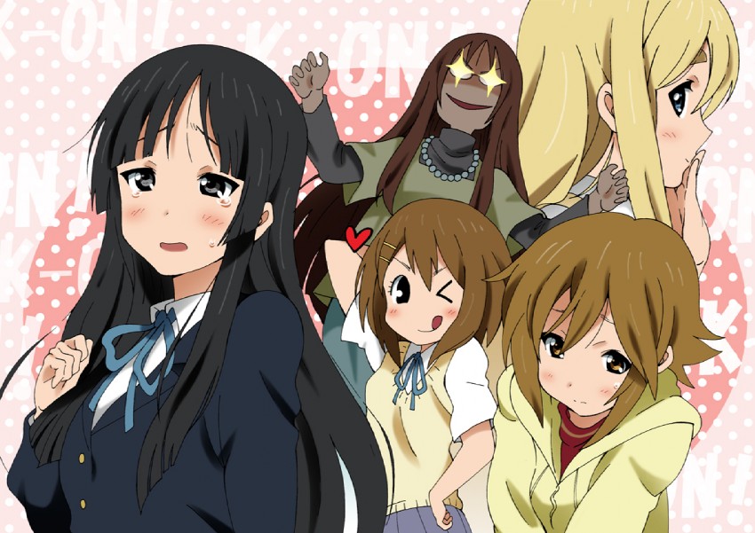 akiyama mio, hirasawa yui, tainaka ritsu, kotobuki tsumugi, and yamanaka sawako (k-on!) drawn by yamasaki_wataru