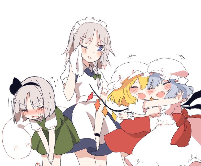remilia scarlet, flandre scarlet, izayoi sakuya, and konpaku youmu (touhou) drawn by shan