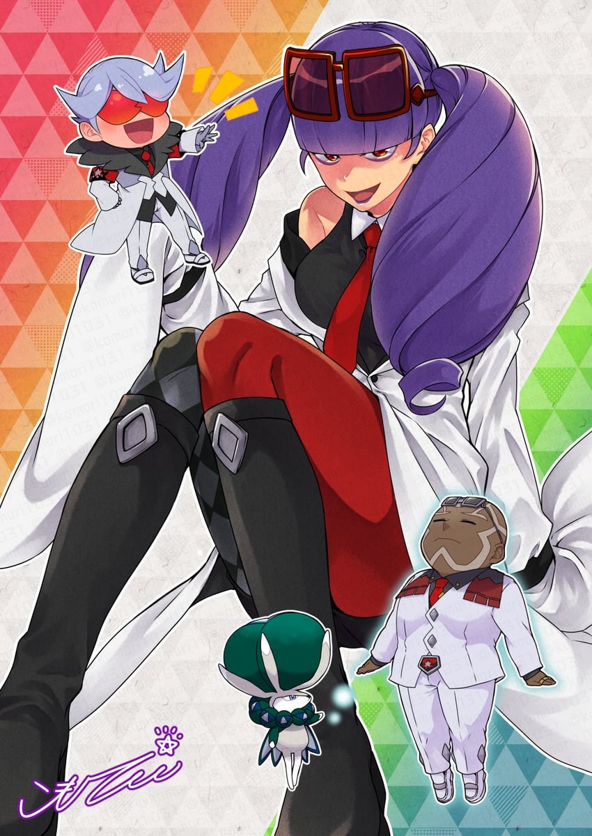 calyrex, lear, rachel, and sawyer (pokemon and 1 more) drawn by komoten_(yuigadokusontei)