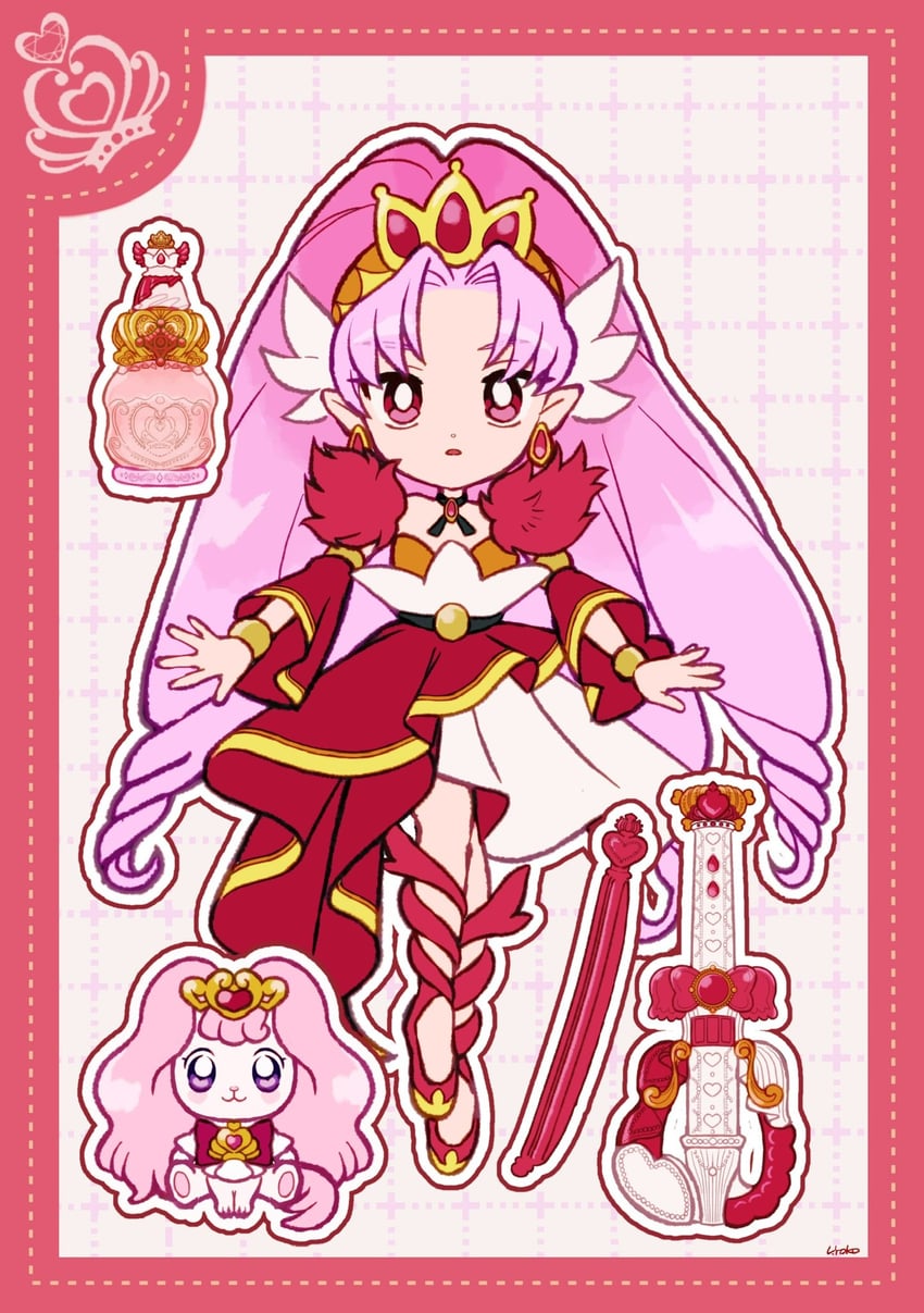 akagi towa, cure scarlet, and puff (precure and 1 more) drawn by uwded_207