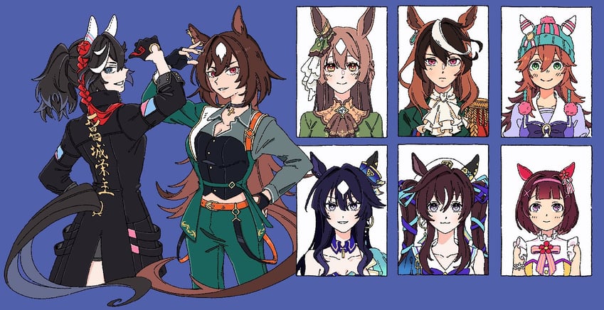 satono diamond, symboli rudolf, sirius symboli, katsuragi ace, verxina, and 3 more (umamusume) drawn by oo_sungnim