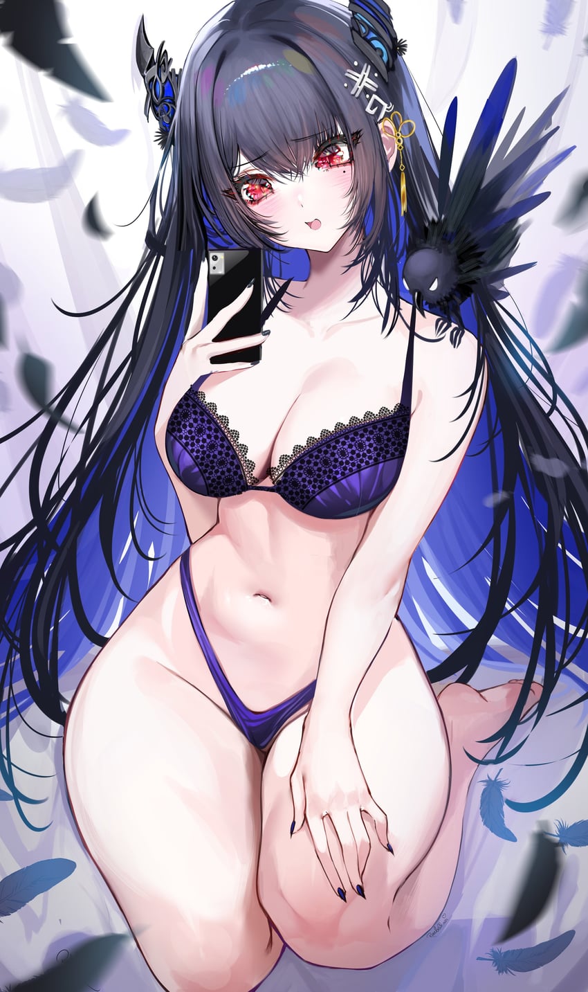 nerissa ravencroft and shadow (hololive and 1 more) drawn by rosebell