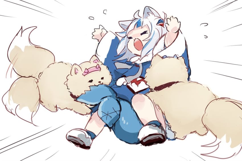 gawr gura, fuwawa abyssgard, and mococo abyssgard (hololive and 1 more) drawn by yuuyu_(777)