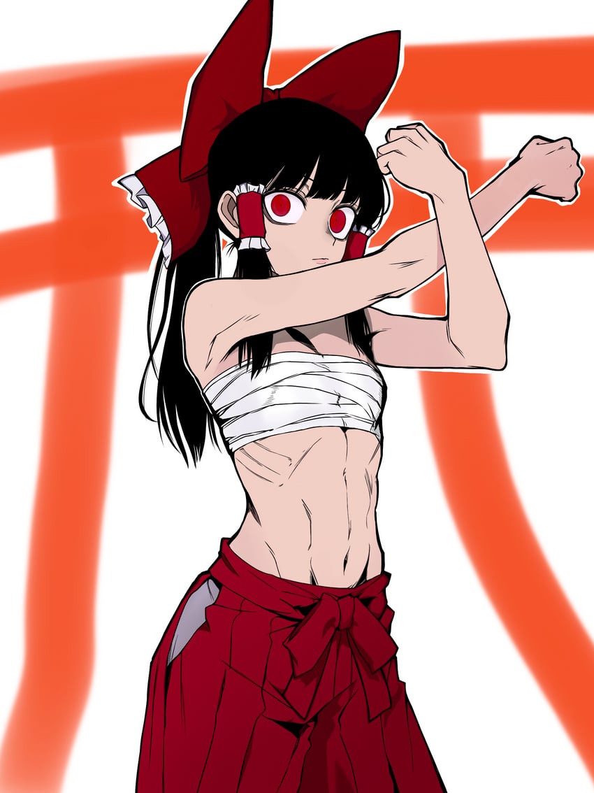 hakurei reimu (touhou) drawn by ryoan_(voyagehermitage)