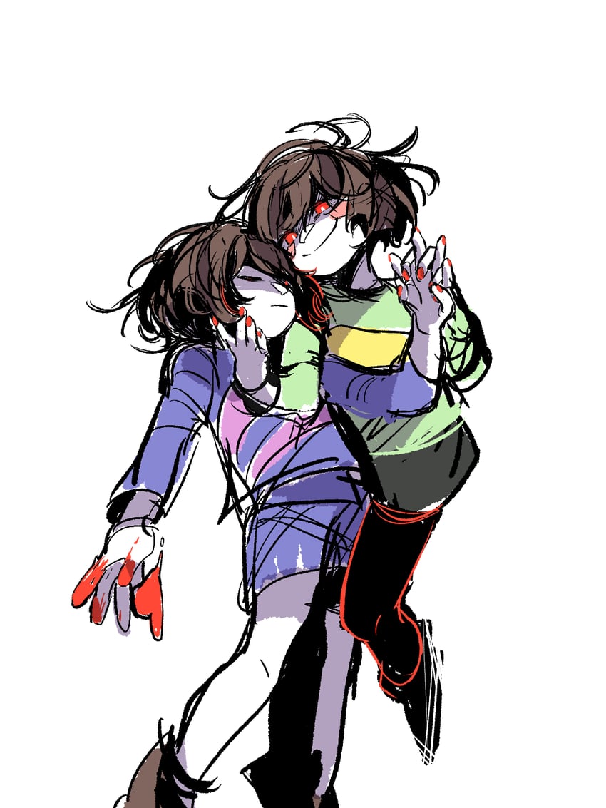 frisk and chara (undertale) drawn by g_c_hori